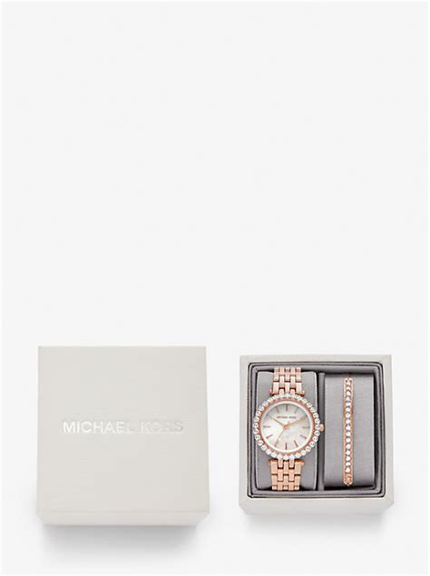 michael kors darci rose gold tone gift set|darci pave rose gold tone.